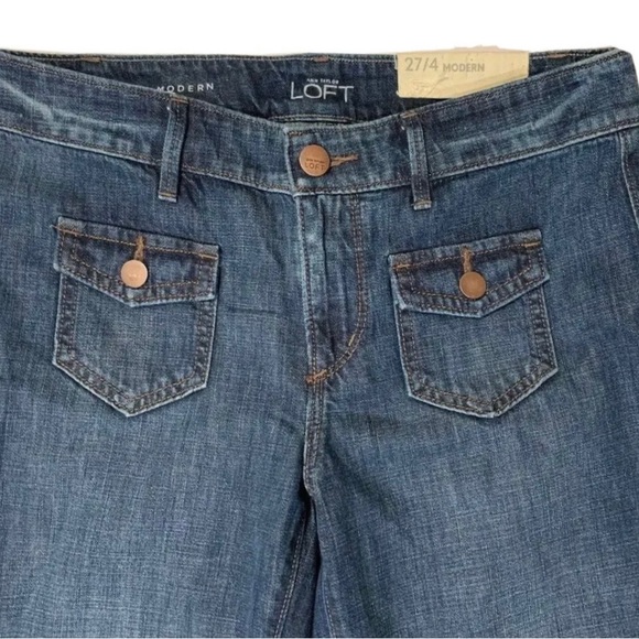 LOFT sz 18 medium blue Modern Slim Through the Hip mid rise wide leg jeans pants - Picture 3 of 14